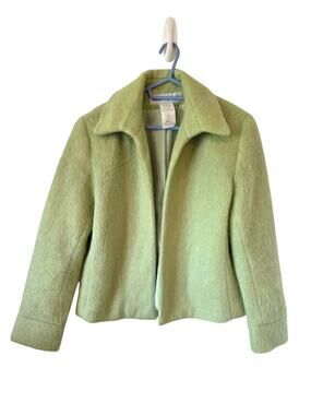 Vintage Adolfo Studio Womens Mohair Wool Blend Jacket Size 8 Green